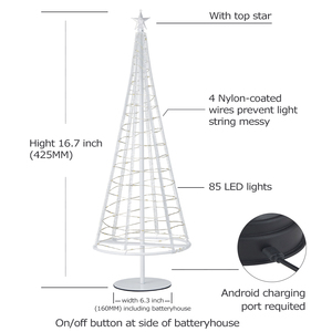 Branches en spirale Led personnalisées, 50 pièces, décorations artificielles, <span class=keywords><strong>étoile</strong></span>s en verre, décor moderne en métal pour extérieur, arbre <span class=keywords><strong>de</strong></span> noë<span class=keywords><strong>l</strong></span>, 425mm - Product Image 5