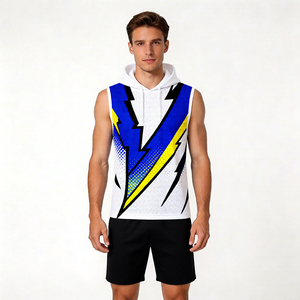 Camiseta de Fútbol sin Mangas con Capucha y Gráfico de Rayo Estilo Cómico Fanshi, Top de Entrenamiento Transpirable - Product Image 1