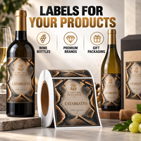 Étiquettes de bouteilles de vin personnalisées de qualité supérieure, papier texturé gaufré Reptile, autocollants en rouleau auto-adhésifs avec feuille métallique