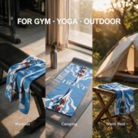 Serviette de sport en microfibre antibactérienne, écologique, à séchage rapide, avec impression personnalisée et crochet pour la gym, le fitness et le yoga