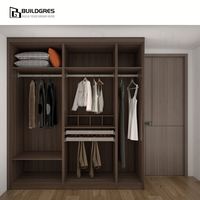 Armoire autoportante moderne Buildgres noire avec portes coulissantes, construction en bois durable, design élégant pour le rangement de la chambre