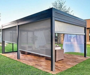 Tenda Motorizzata Impermeabile in <span class=keywords><strong>Alluminio</strong></span> con <span class=keywords><strong>PVC</strong></span> Trasparente per Patio <span class=keywords><strong>e</strong></span> Balcone, Tenda a Rullo Antivento da Esterno con Cerniera Zip Track Motorizzata - Product Image 1
