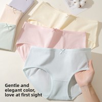 95% 코튼 솔리드 여성 속옷 10A 항균 크로치 클라우드-필 편안하고 통기성 좋은 성인용 미드라이즈 브리프 보우