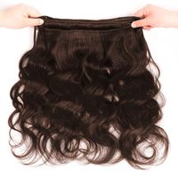 Paket Rambut Manusia Coklat 16A Body Wave, Rambut Manusia Tanpa Proses 100% India, Warna Alami # 4 Ekstensi Rambut Double Drawn