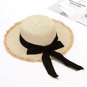 Wholesale Female Bow Large Brim Sun Beach <b>Hat</b> <b>Flat</b> Top Women's Summer <b>Hat</b> Raffia Straw <b>Hats</b> - Product Image 3