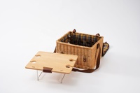 Panier de pique-nique tressé JY en saule, petit panier avec table intégrée pour 4 personnes, avec glacière intégrée