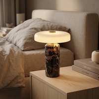 Lampe de chevet moderne en marbre, lampe de chevet LED, lumière chaude, abat-jour en forme de dôme pour chambre à coucher, veilleuse