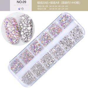 Decoraciones para Uñas, Accesorios de Diferentes Tamaños y Formas, Piedras de Cristal Transparentes AB con Reverso Plano, SS6-SS20 - Product Image 4