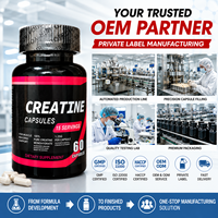 Capsules de créatine monohydrate personnalisées OEM 2500 mg, 60 unités, complément pré-entraînement pour la force, la puissance, l'endurance et la musculation