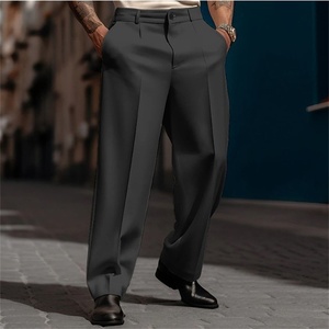 Pantalon formel pour homme avec poches obliques, coupe droite, couleur unie, pantalon tendance - Product Image 3