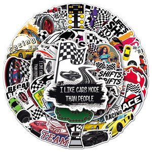 50 pezzi di vendita di fabbrica dei cartoni animati serie di <span class=keywords><strong>Auto</strong></span> Cool <span class=keywords><strong>Auto</strong></span> da corsa adesivo personalizzato per tazza portatile - Product Image 5