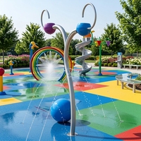 Jouets aquatiques interactifs commerciaux en fibre de verre pour enfants : équipement de jeux aquatiques avec pulvérisation d'eau en forme de dragon, tortue et fleur