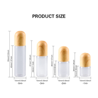 Botol Minyak Roll-On Kaca Transparan Mini 1/2/3/5ML dengan Tutup Plastik Motif Kayu untuk Minyak Esensial, Aromaterapi, Serum, dan Minyak Wangi