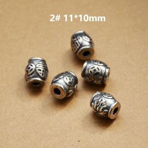 Perles d'espacement en argent antique, motif fleur et poisson, forme baril, 37 mm, accessoires de bijouterie DIY, accessoires d'artisanat en argent plaqué - Product Image 3