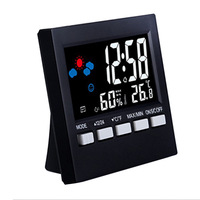 Horloge numérique à calendrier perpétuel, réveil intelligent, rétroéclairage LED, affichage de la température et de l'humidité, écran couleur à commande vocale, plastique