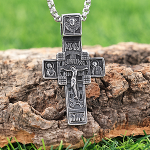 Venta al por mayor de alta calidad Jesucristo de acero inoxidable cuadrado Cruz griega colgante hombres colgante collar - Product Image 2