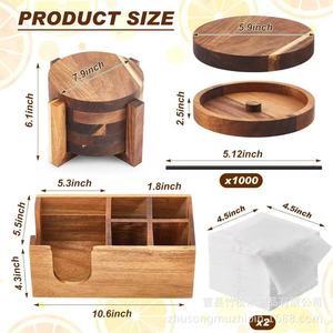 Boîte à condiments rotative en bois avec 5+ compartiments pour le bar, le cocktail, le sucre, le sel, le rangement des bords et le porte-mouchoirs - Product Image 4