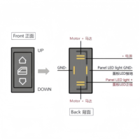 Interruptor Universal de 6 Pines para Elevalunas de Coche, Botón Único con Luz Indicadora LED Verde, Accesorios para Interruptor de Elevación de Cristales de Puerta Automática