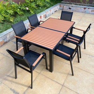 Bộ bàn ăn ngoài trời hiện đại Dwoo bằng nhôm, gồm 6 ghế, đa năng, chịu được mọi thời tiết, 7 món - Product Image 2