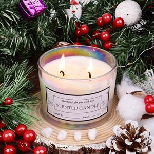 Noel Mum Kavanozu Lüks 340 gr Yanardöner Cam Mumluk Toplu Gökkuşağı Mum Yapımı Kavanozları Ev Dekorasyonu Toptan Satış - Product Image 5