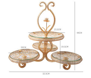 صينية زجاجية فاخرة خفيفة ديكور للحفلات التي تقدم طاولة قهوة فندق حامل كيك متدرج وحاوية طعام - Product Image 6