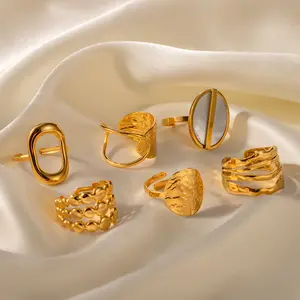 Bijoux en or 18 carats bagues pour femmes en acier inoxydable grosse bague pour femmes bijoux de mariage à la mode