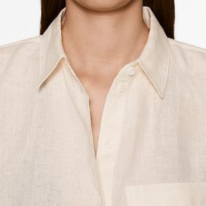 Camisa de Lino 100% de Manga Larga, Estilo Casual de Playa, Color Sólido, Personalizable, Talla Grande, Fabricante OEM - Product Image 6