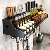 Étagère murale moderne pour épices et couteaux, double étagère de rangement en acier au carbone pour vaisselle et bols, gain de place pour la cuisine
