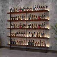 Étagères murales multi-niveaux pour bars, présentoirs à vin en fer forgé pour restaurants