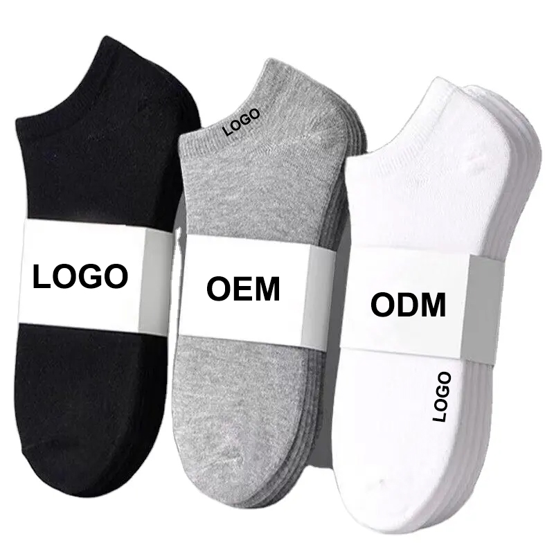 Großhandel Herren Baumwolle farbig weiß schwarz atmungsaktive Socken benutzer definierte Frauen Männer Low Cut Knöchel Socken