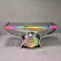 Bar lumineux à vin de haute qualité affichage 3D comptoir de cabine de DJ discothèque logo personnalisé meubles de Table LED éclairés en acier inoxydable