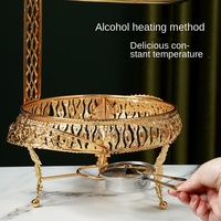 Edelstahl-Chafing-Dish-Buffet-Set mit Glasabdeckung, Alkoholheizung, Isolierung und Hängewärmer