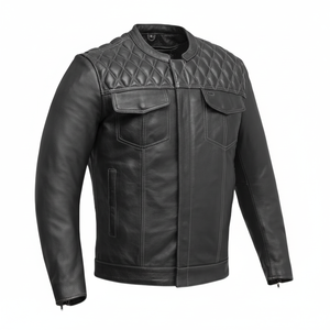 Chaqueta de cuero para hombre estilo motorista de manga larga personalizada nueva chaqueta de cuero para hombre de tamaño adulto cálido de invierno - Product Image 1