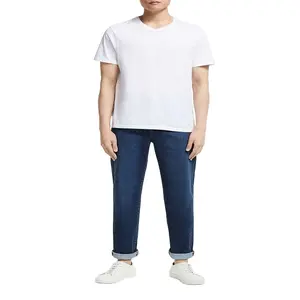 กางเกงยีนส์เข้ารูปพอดีตัวสำหรับผู้ชายดีไซน์ใหม่ล่าสุดผ้าเดนิมเข้ารูปแบบกลางตรงมีซิปสีน้ำเงินฟอกระบายอากาศแบบลำลองสำหรับฤดูหนาว - Product Image 1