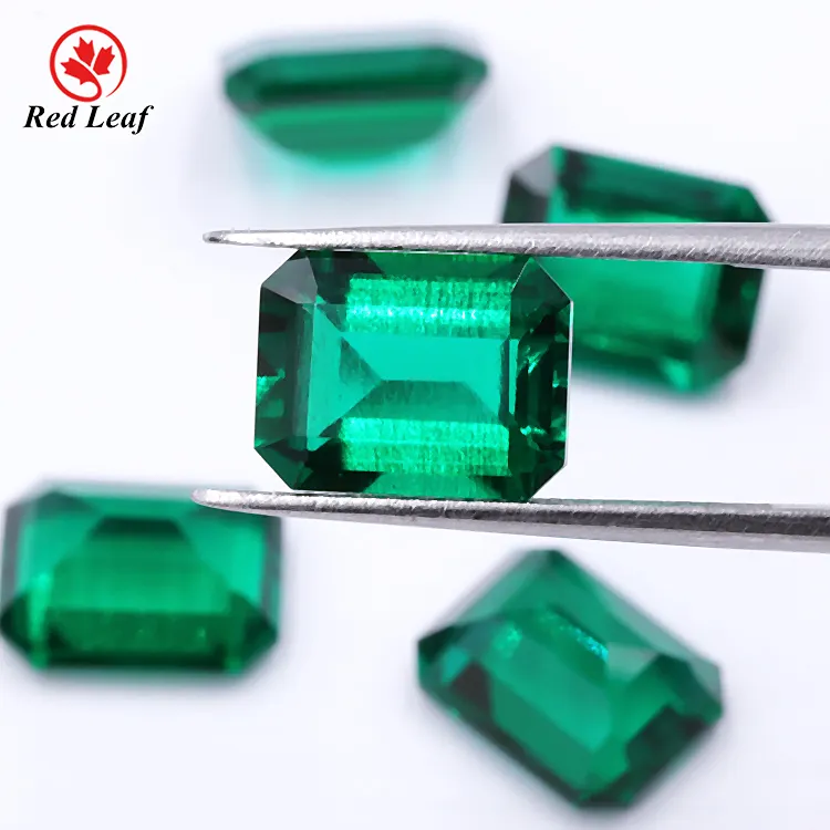 Redleaf lab created emerald colombia gemstones stone  loose gemstone hydrothermal synthetic colombian lab grown emerald