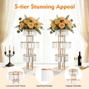 Buen Precio, Colgantes de Cristal Genuino Brillante, Centros de Mesa de 5 Niveles para Bodas, Soporte para Flores Resistente - Product Image 4