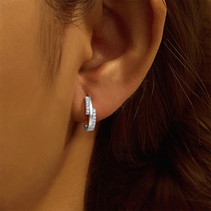 CANNER Minimalist 925 Sterling <b>Silver</b> <b>Earrings</b> 18K Gold Plated Row Cubic Zirconia Geometric <b>Hoops</b> Huggie <b>Earrings</b> <b>for</b> <b>Women</b> - Product Image 5