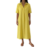Robes décontractées à manches courtes pour femmes, printemps-été, col polo, en coton et lin, fabrication sur mesure ou logo ODM