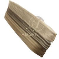Pabrik Qingdao 100% rambut manusia Panjang Rusia ekstensi rambut pakan Genius ditarik ganda tidak terlihat