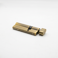 Serrure cylindrique de haute qualité en laiton nickelé de 90 mm, décalée, de forme gourde, ANSI Grade 2, à ouverture simple côté court (30 mm), avec bouton de rotation E2 3