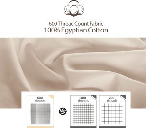 Tamaño Queen 100% algodón egipcio 600 hilos Sábana de colchón Premium <span class=keywords><strong>Beige</strong></span> 16 \ "Bolsillo profundo 1 Sábana inferior Sábanas planas ajustables - Product Image 2