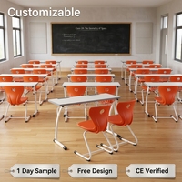 Meubles de classe scolaire, usine ISO, OEM, ODM, ensemble de table et de chaise double en bois robuste personnalisé pour salle de classe scolaire