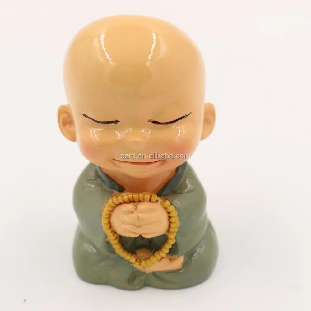 Polyresin יד צבע חמוד ילד מיני דמויות בודהה קטן נזיר פסל צלמית עיצוב הבית שרף טלוויזיה ואופי סרט סין