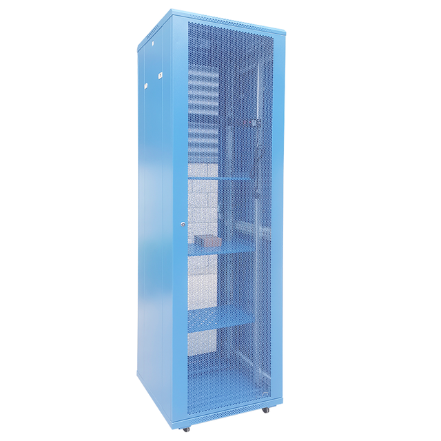 YNCO 42U Custom Size 19 Inch Network Cabinet 15U/18U/27U/32U Capacity Metal Server Rack Steel Blue Glass Door for Data Stock