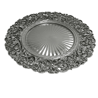 Assiettes de présentation de luxe en plastique (PP) de haute qualité, durables, 13 pouces, pigmentées or, pour mariages, événements et fêtes, personnalisables, en stock