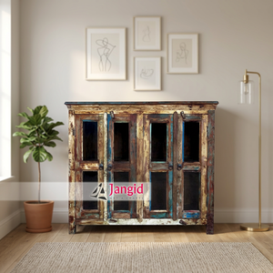 Aparador Rústico Vintage de Madera Reciclada con 4 Puertas, Mueble de Almacenamiento para Sala de Estar, Comedor o Cocina - Product Image 2