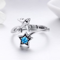 Vente en gros de pierres précieuses étoiles design délicat bleu bague d'articulation pas cher en vrac empilable en vrac minimaliste saphir bagues réglables pour les filles