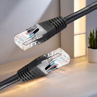 Kabel Patch tembaga rakitan mudah 25cm 0.25m kabel RJ45 Warna Hitam UTP berbagai termasuk Cat6 Cat6a Cat5e Cat5 5m