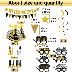 Bonne année bannières affiche drapeaux feuille tourbillons éruptions <span class=keywords><strong>lunettes</strong></span> cône chapeaux bruit fabricant Photo accessoires pour nouvel an 2026 fête décor - Product Image 5