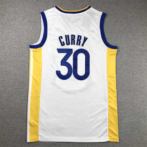 2025 New Styles und Hot Sale Beliebte Basketball Herren bestickt genäht weiß gelb Jersey #30 <span class=keywords><strong>Stephen</strong></span> <span class=keywords><strong>Curry</strong></span> Warriors Jersey